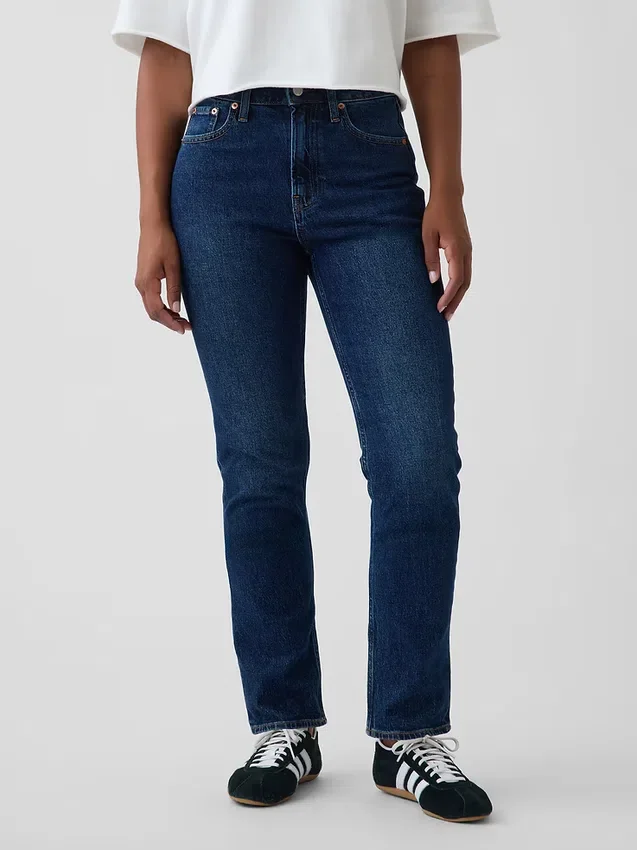 Curvy høyt liv '90-talls slanke, rette Jeans