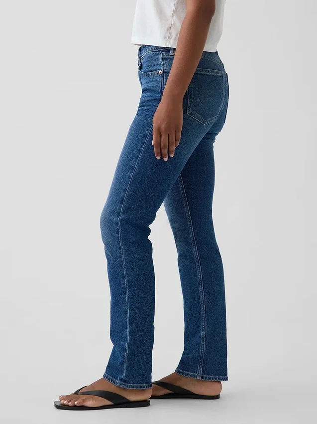 Curvy høyt liv '90-talls slanke, rette Jeans