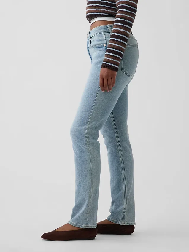 Curvy høyt liv '90-talls slanke, rette Jeans