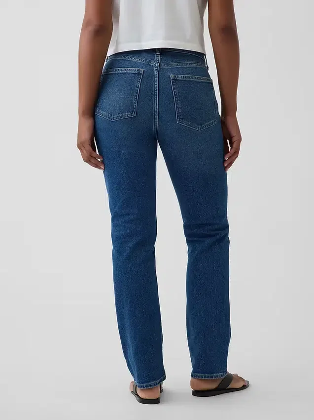Curvy høyt liv '90-talls slanke, rette Jeans