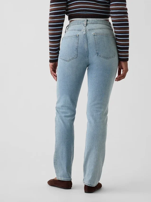 Curvy høyt liv '90-talls slanke, rette Jeans