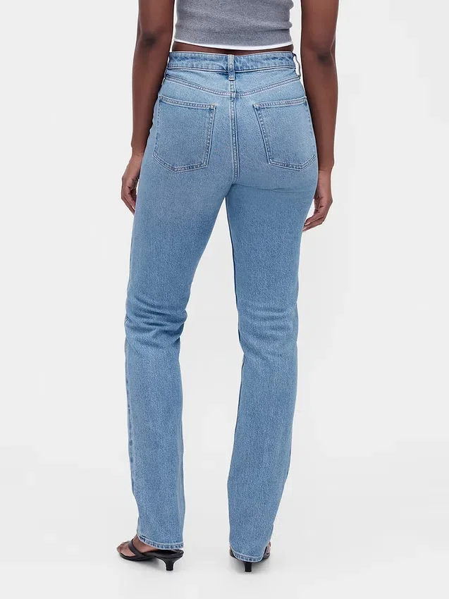 Curvy høyt liv '90-talls slanke, rette Jeans