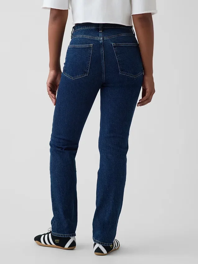 Curvy høyt liv '90-talls slanke, rette Jeans