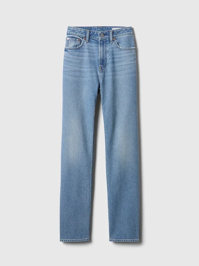 Curvy høyt liv '90-talls slanke, rette Jeans