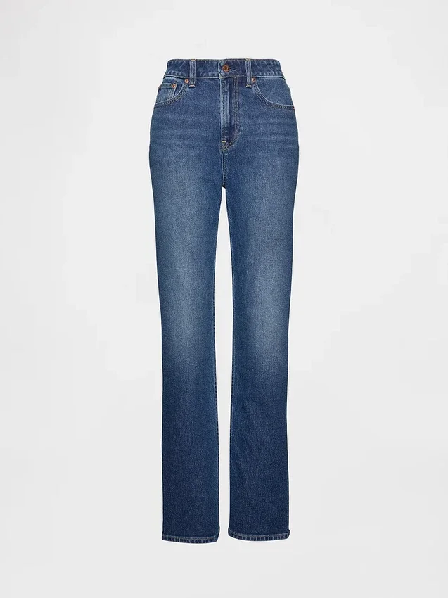 Curvy høyt liv '90-talls slanke, rette Jeans
