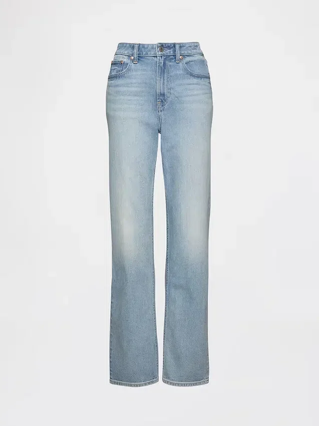 Curvy høyt liv '90-talls slanke, rette Jeans