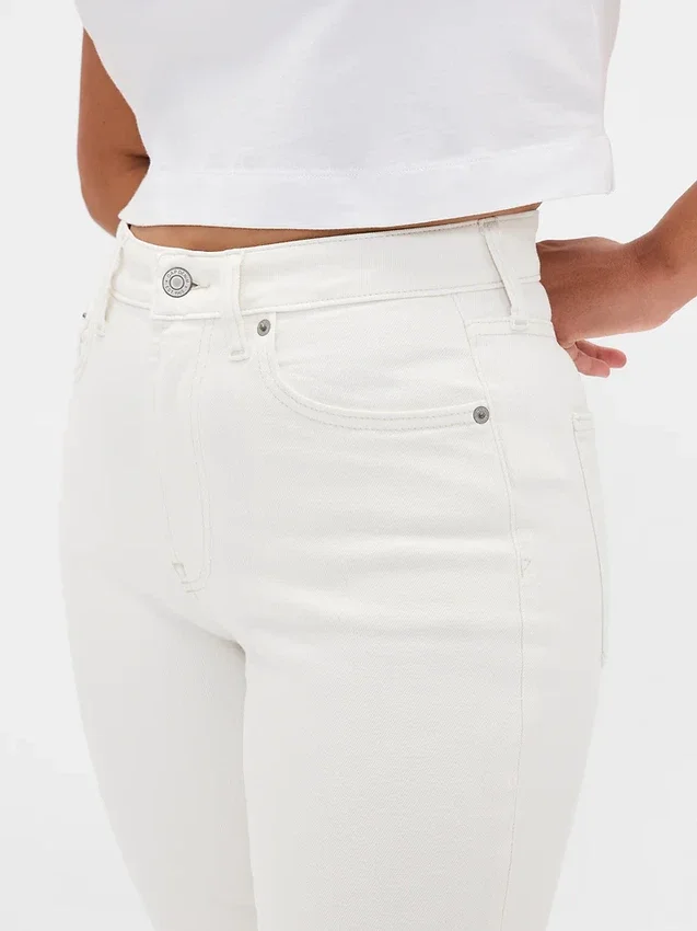 Curvy høyt liv '90-talls slanke, rette Jeans