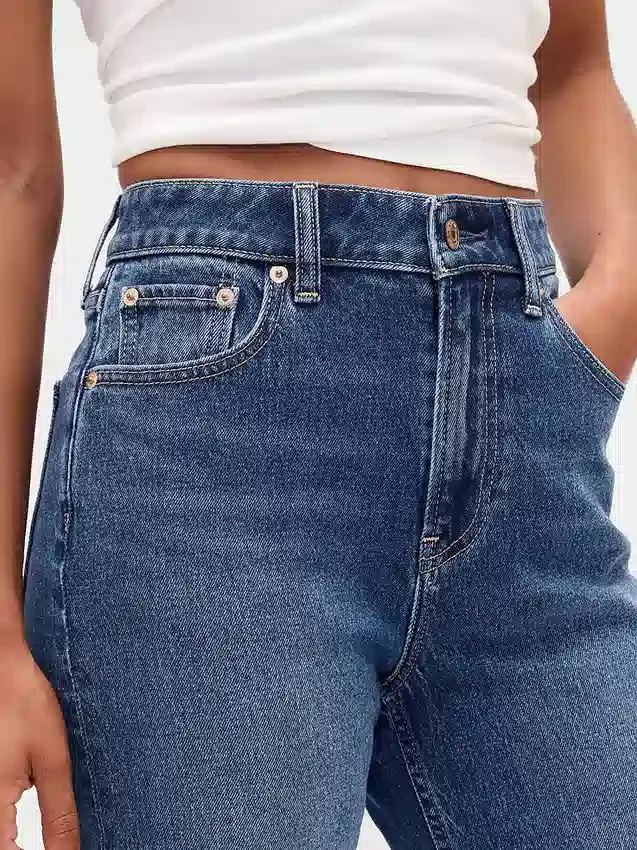 Curvy høyt liv '90-talls slanke, rette Jeans