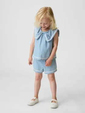 Denim-antrekk med sløyfe for Baby og Småbarn