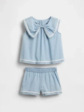 Denim-antrekk med sløyfe for Baby og Småbarn