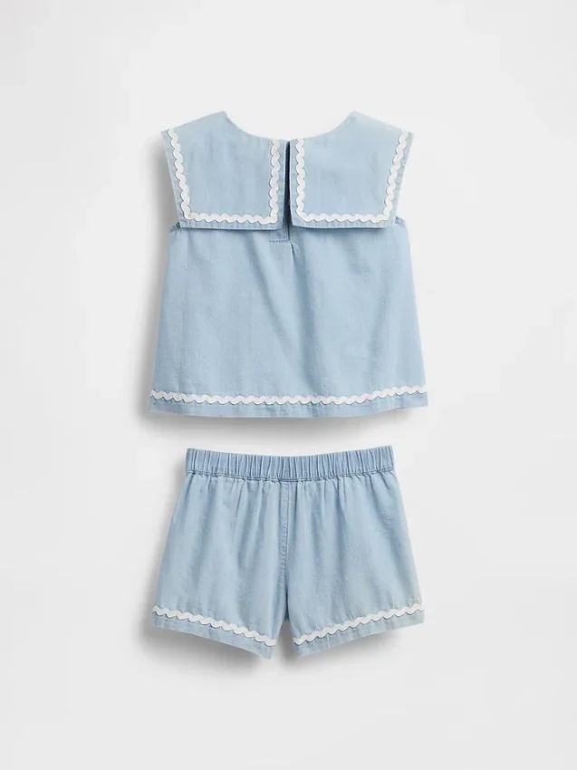 Denim-antrekk med sløyfe for Baby og Småbarn
