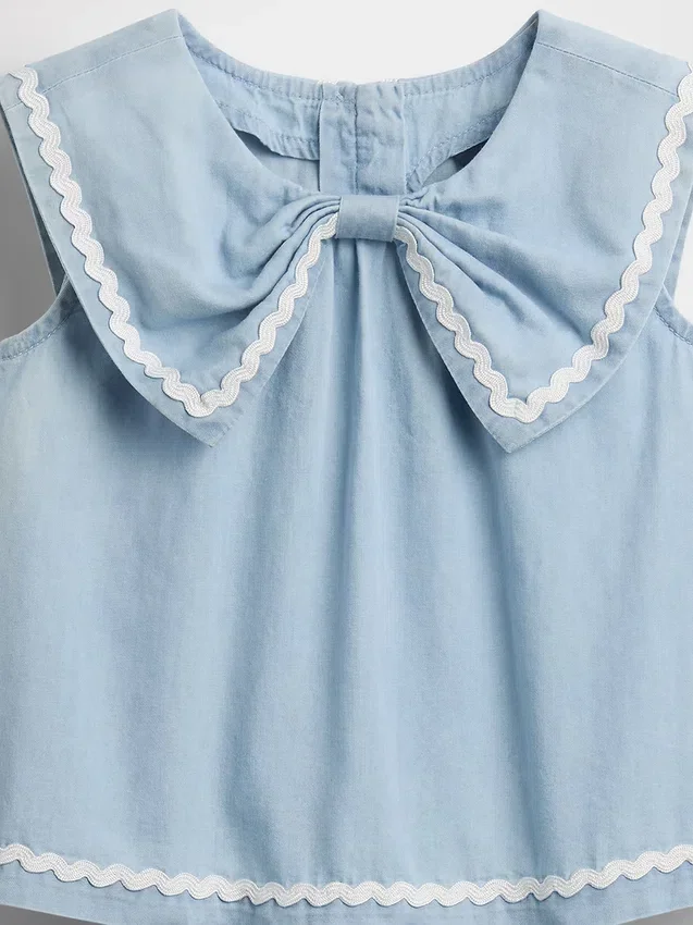 Denim-antrekk med sløyfe for Baby og Småbarn