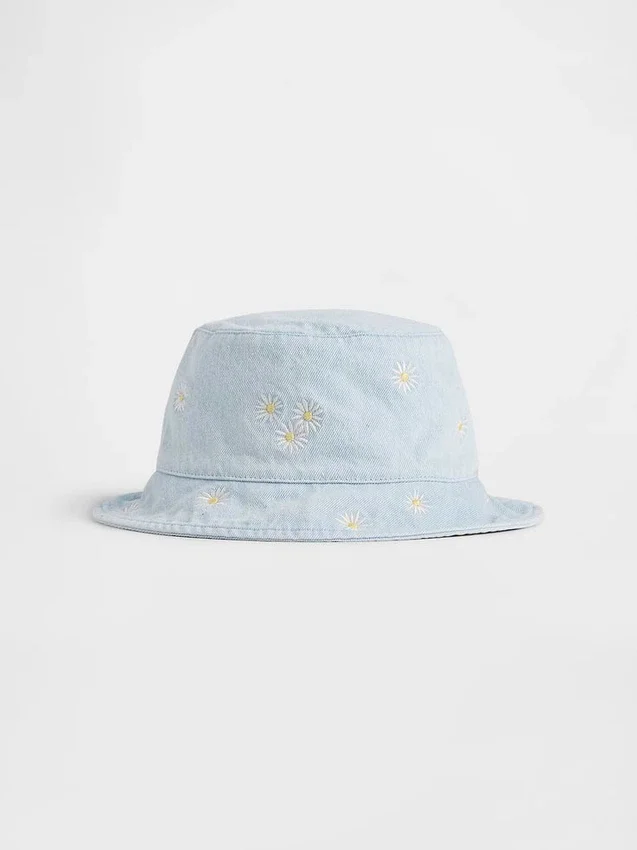 Denim-buckethat med tusenfryd for Baby og Småbarn