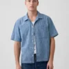 Denim-dobby-resortskjorte