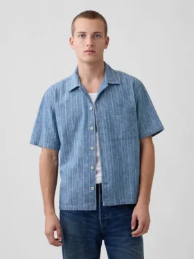Denim-dobby-resortskjorte