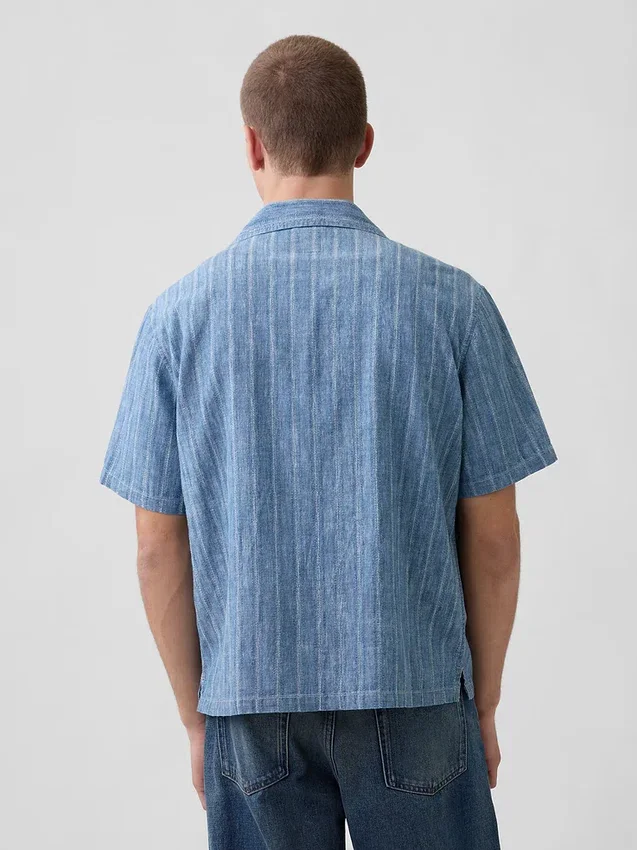 Denim-dobby-resortskjorte