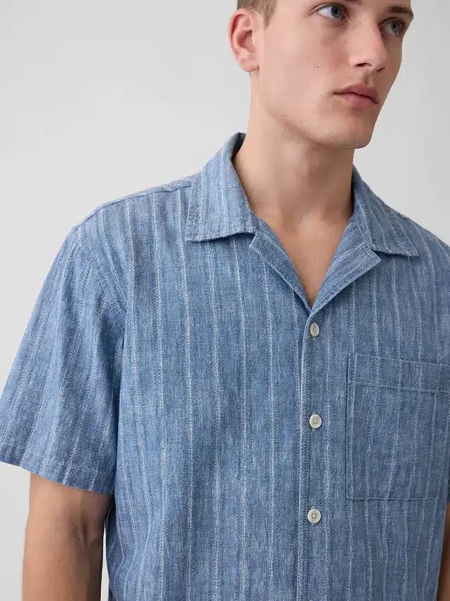 Denim-dobby-resortskjorte