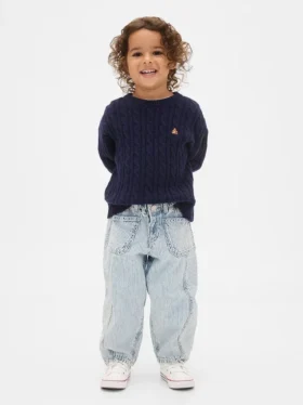 Denim-jeans med striper og hestesko-mønster for Baby og Småbarn