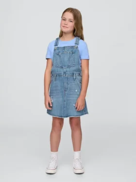 Denim-kjole med forkle til barn