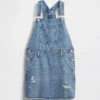 Denim-kjole med forkle til barn