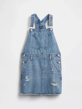 Denim-kjole med forkle til barn