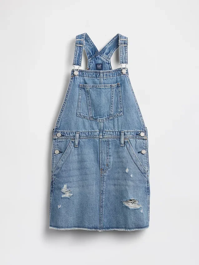 Denim-kjole med forkle til barn