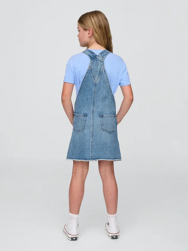 Denim-kjole med forkle til barn
