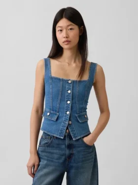 Denim-korsett-top med lommer