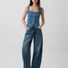 Denim-korsett-top med lommer