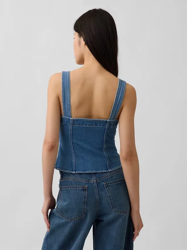 Denim-korsett-top med lommer