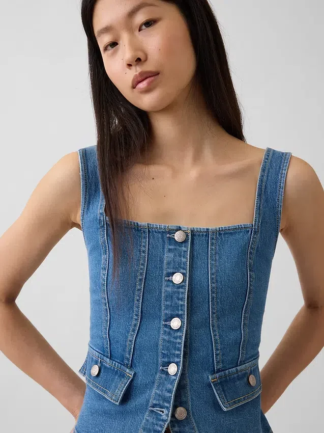 Denim-korsett-top med lommer