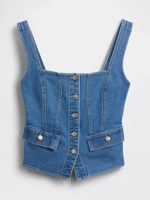 Denim-korsett-top med lommer