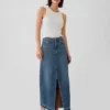 Denim-maxi-skjørt