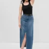 Denim-maxi-skjørt