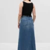 Denim-maxi-skjørt