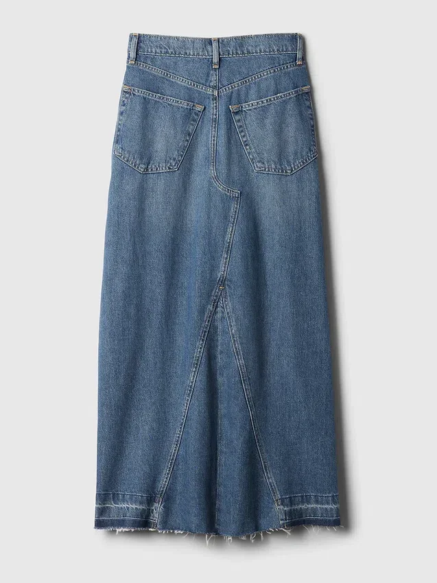 Denim-maxi-skjørt