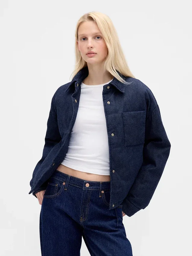 Denim-pufferjakke