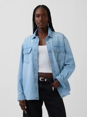 Denim-skjortejakke i western-stil
