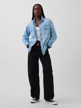 Denim-skjortejakke i western-stil
