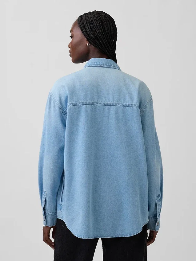 Denim-skjortejakke i western-stil