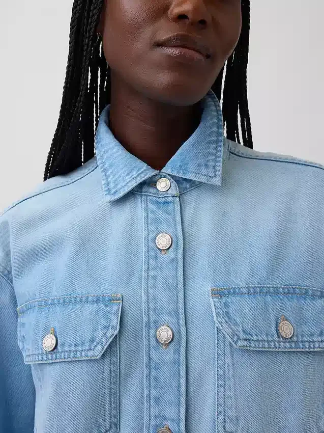 Denim-skjortejakke i western-stil
