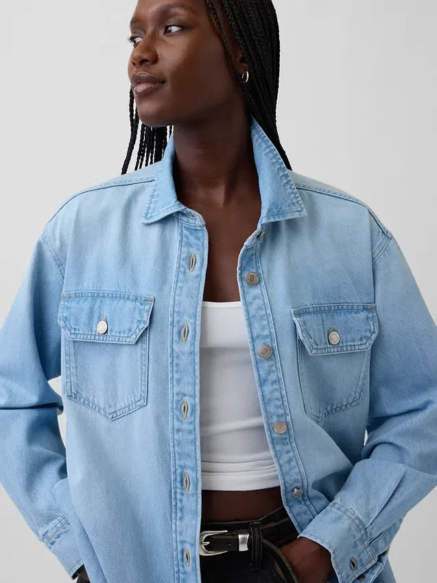 Denim-skjortejakke i western-stil