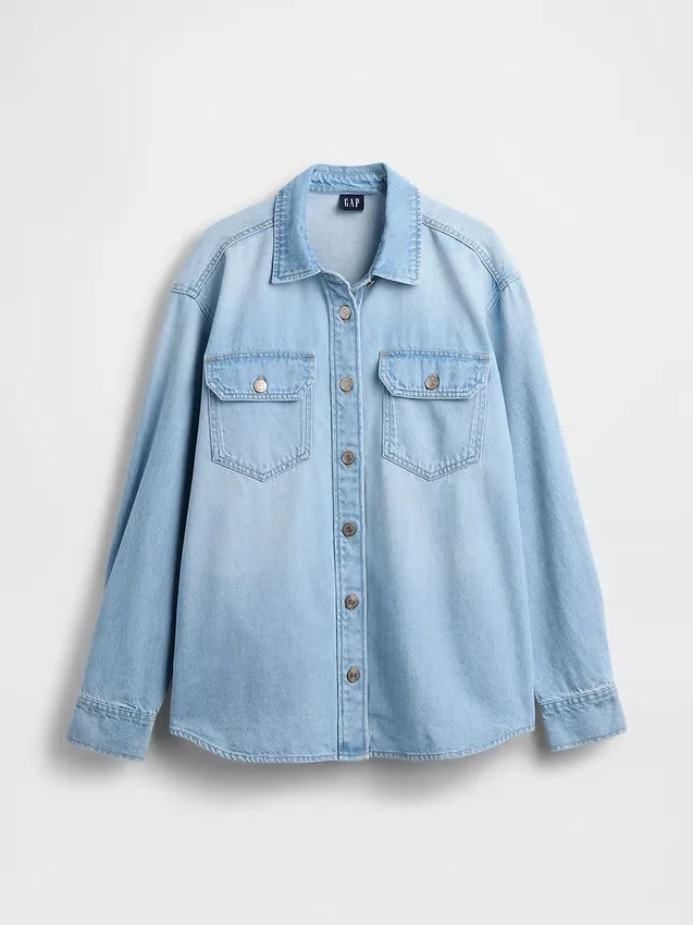 Denim-skjortejakke i western-stil