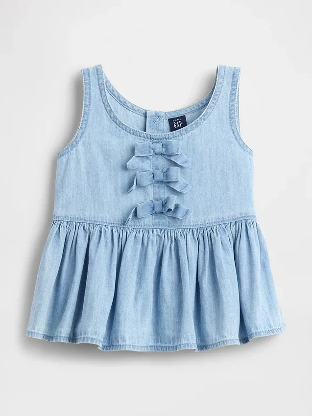 Denim-tanktop med sløyfe for Baby og Småbarn