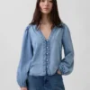 Denim-top med puffermmer