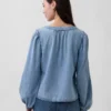 Denim-top med puffermmer
