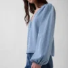 Denim-top med puffermmer