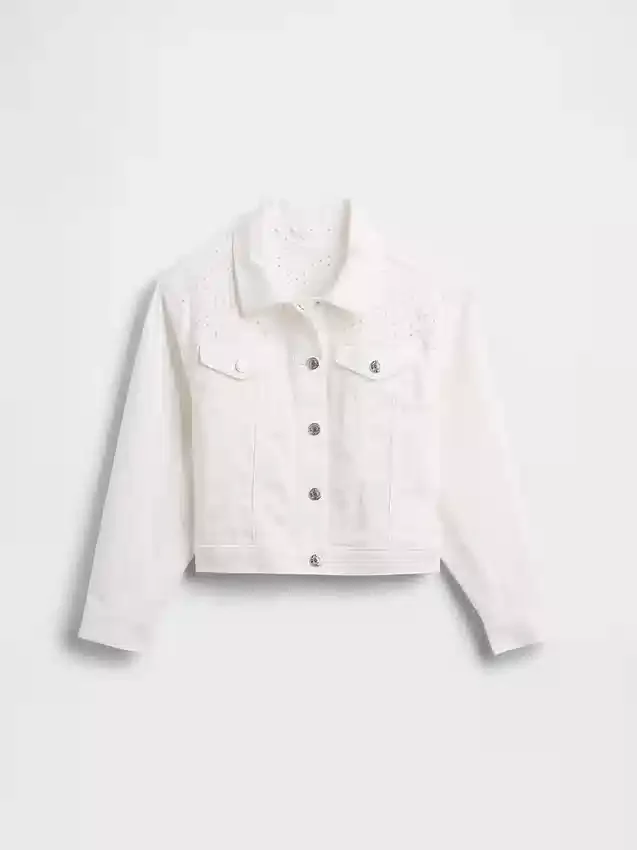 Denimjakke med hullmønster for barn