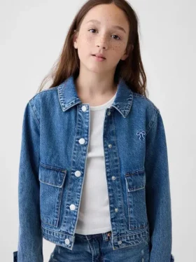 Denimjakke med påsydde lommer for barn