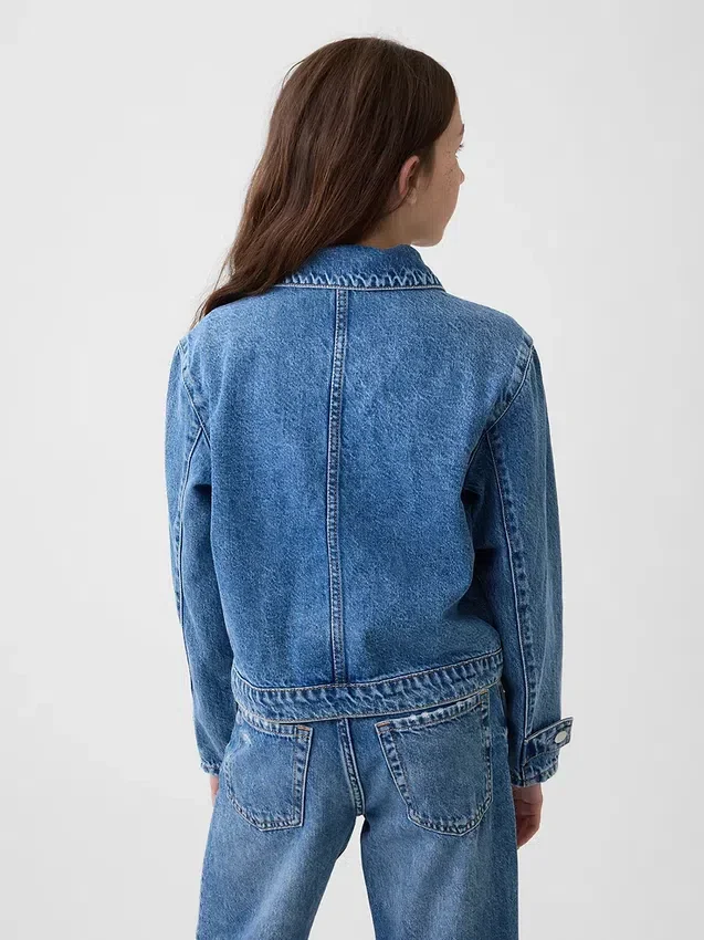 Denimjakke med påsydde lommer for barn